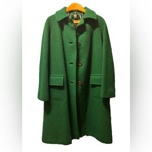 Vintage 50’s 60’s Kelly Green Long Wool Ladies Coat Jacket EUC STUNNING! Chic